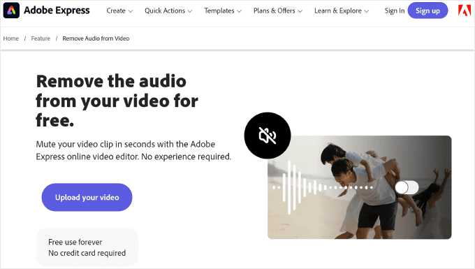 Bezpłatny program do usuwania dźwięku Adobe Express z filmów Adobe Express Free Audio Remover for Videos