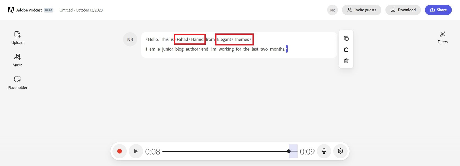 adobe podcast ai 最终转录