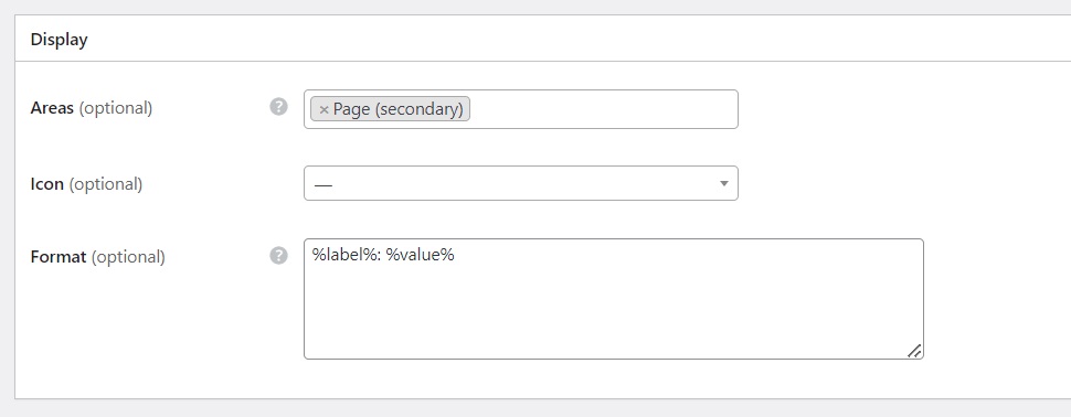 Configuración del formato de visualización para los campos del perfil del proveedor.