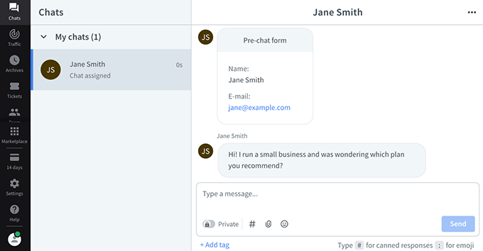 LiveChat-Kundenantwort LiveChat customer reply