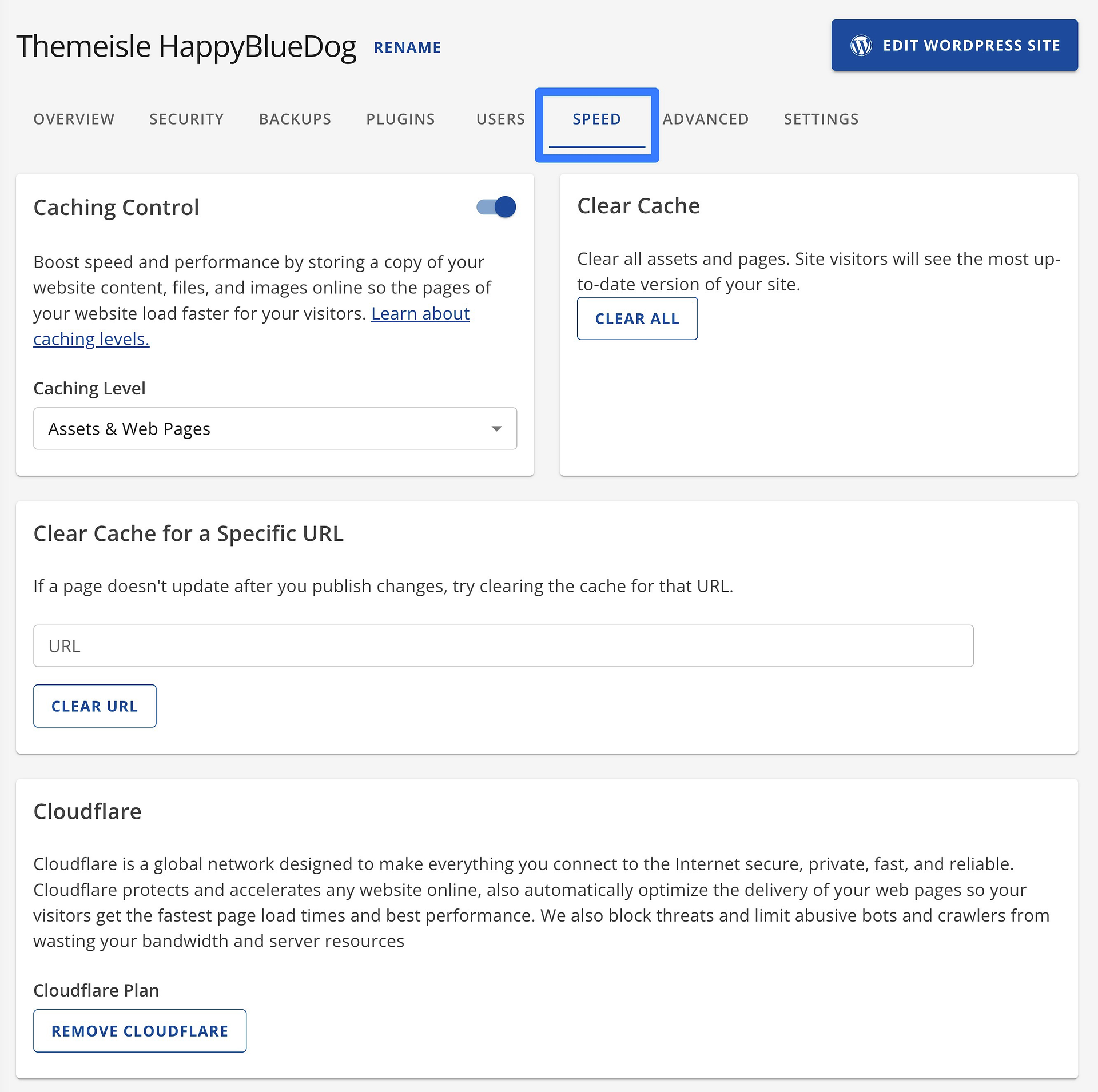 Outils de vitesse Bluehost.