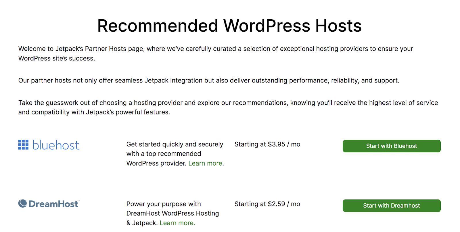 önerilen WordPress ana bilgisayarlarının listesi