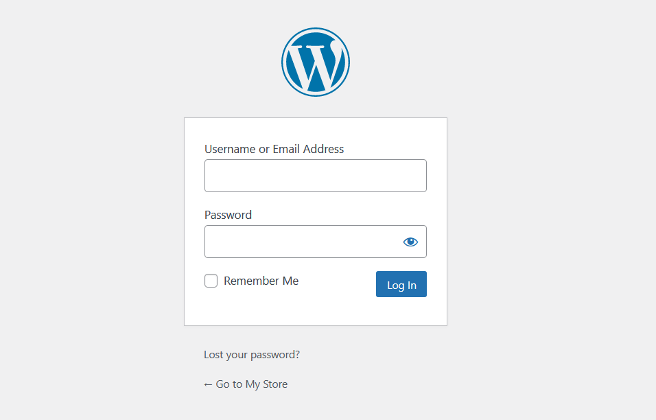WordPress giriş ekranı