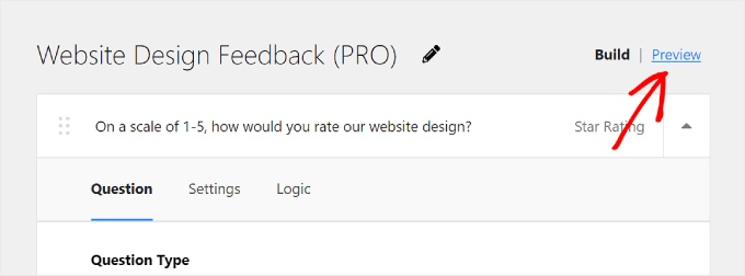 คลิกปุ่มแสดงตัวอย่างบน UserFeedback Clicking the Preview button on UserFeedback