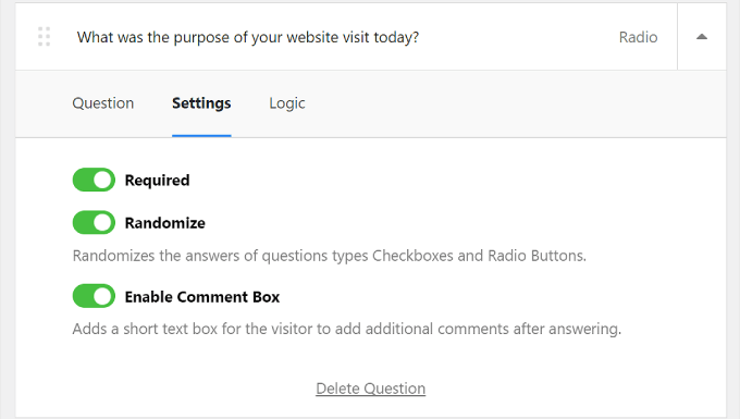 การตั้งค่าคำถามปุ่มตัวเลือกใน UserFeedback The Radio button question settings on UserFeedback