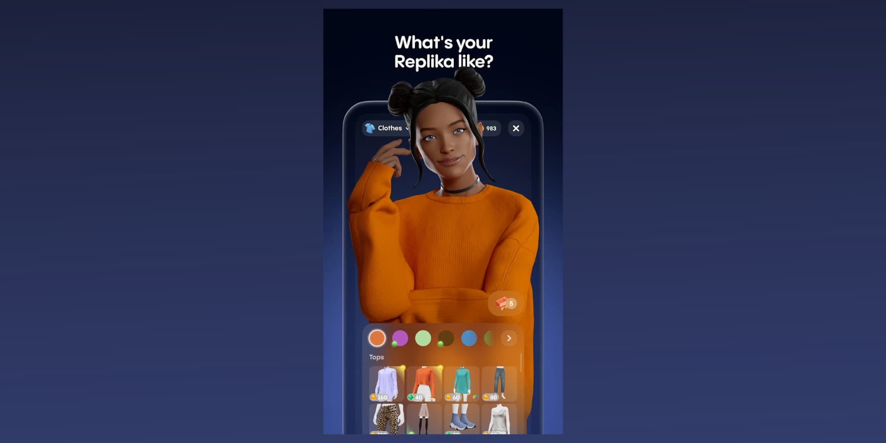 Uma captura de tela dos recursos do Replika na Google Play Store