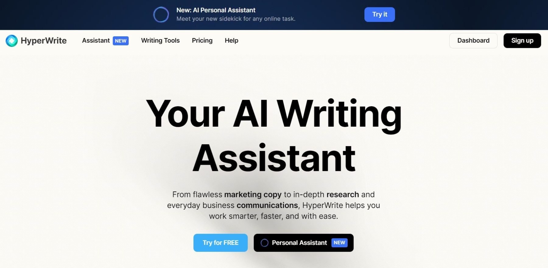 Sezione eroe HyperWrite