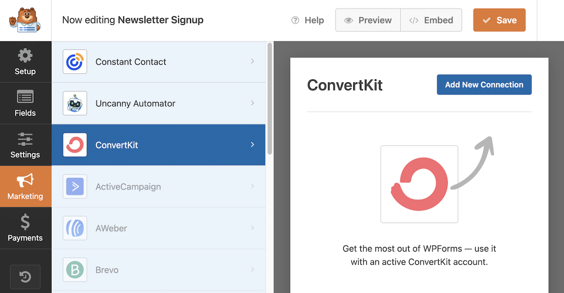 Add New ConvertKit Connection