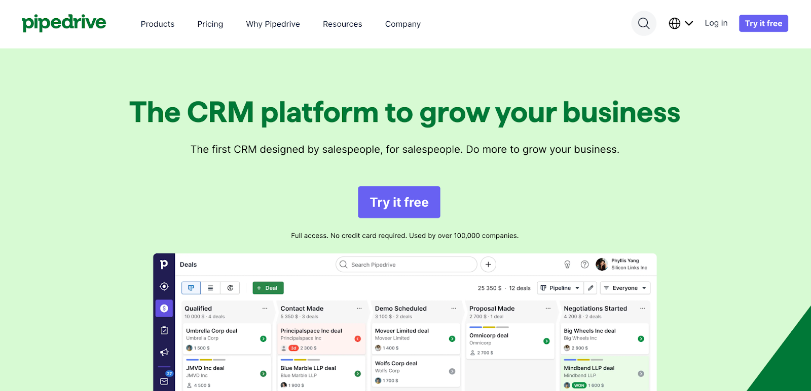 Pipedrive, riconosciuto per il suo approccio incentrato sulle vendite, pubblicizza la semplicità come il suo punto di forza.
