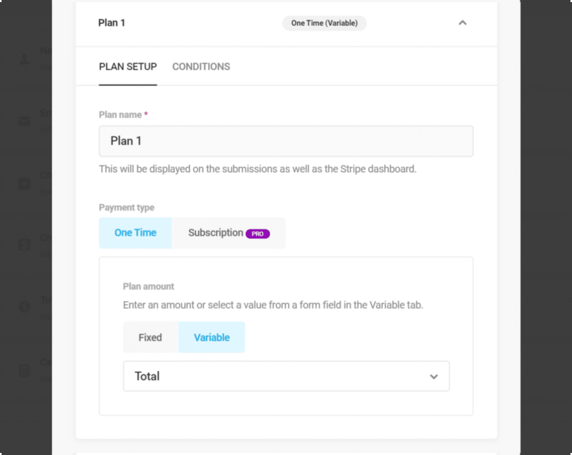 Forminator Stripe settings