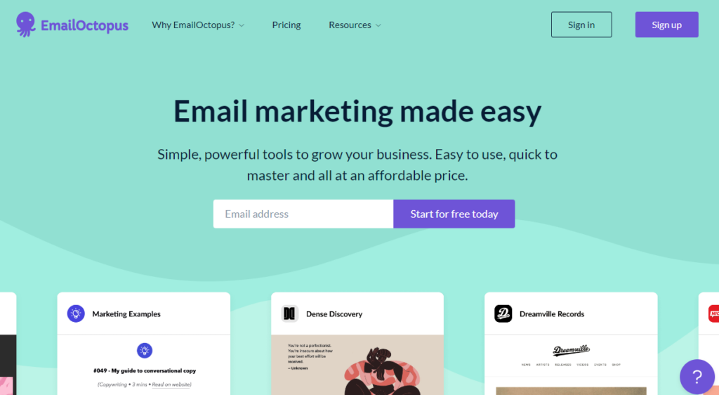 EmailOctopus - serviços baratos de marketing por e-mail