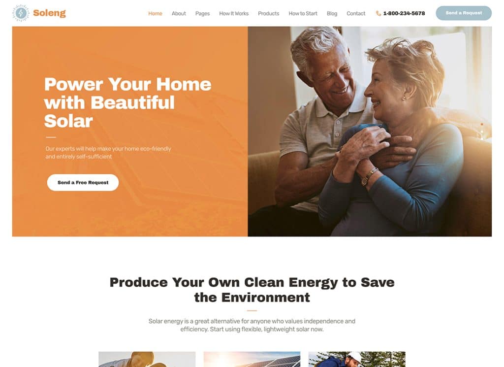 Soleng – Thème WordPress pour entreprise d’énergie solaire
