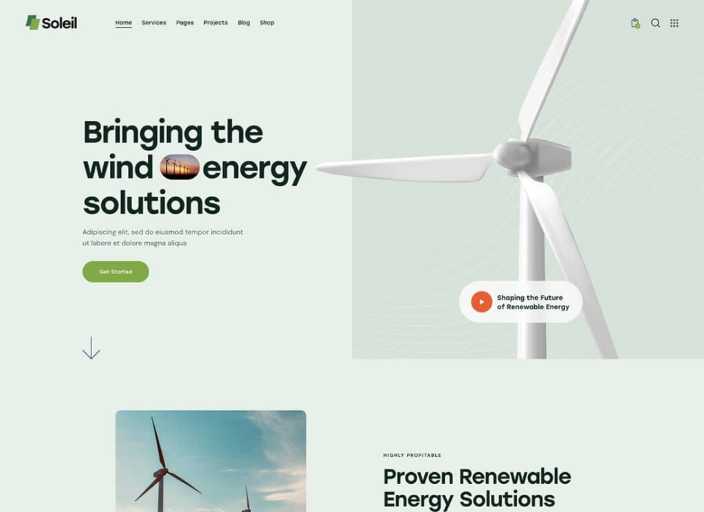 Soleil – Thème WordPress pour panneaux solaires et énergies renouvelables