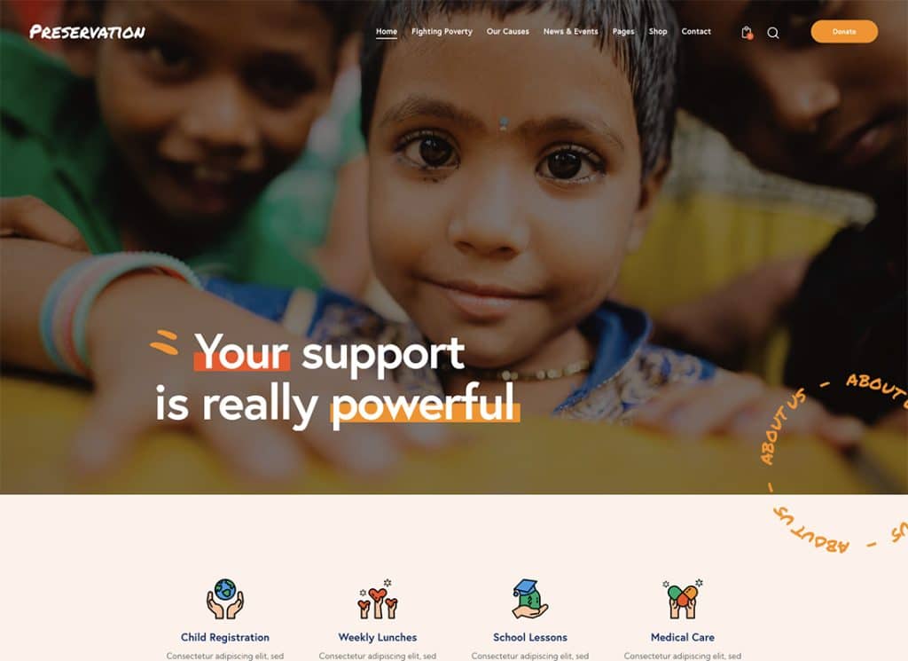 Préservation - Thème WordPress pour les organisations à but non lucratif et l'écologie