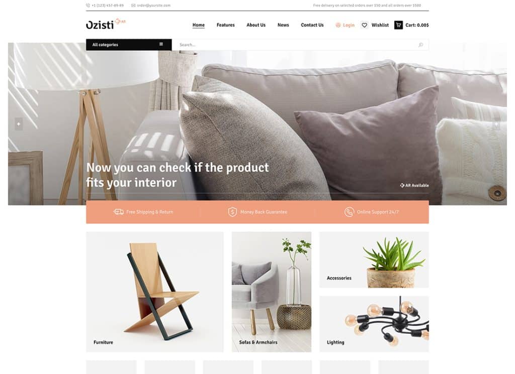 Ozisti - Tema multi-conceito WooCommerce WordPress pronto para loja de realidade aumentada