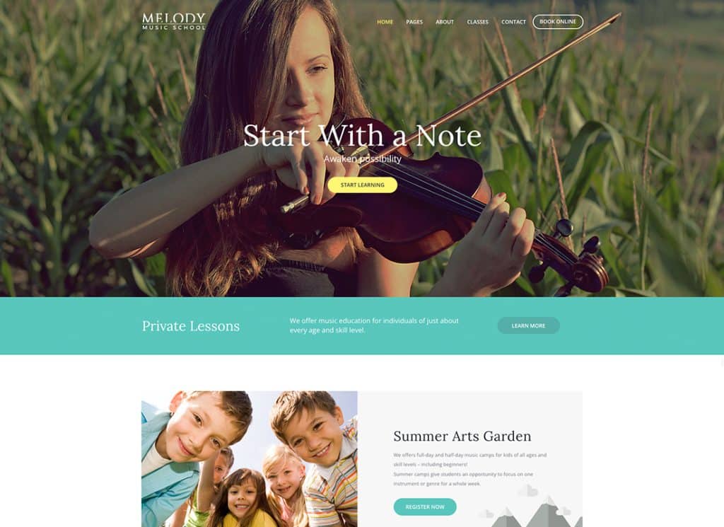 Melody – Thème WordPress pour écoles d’art et de musique
