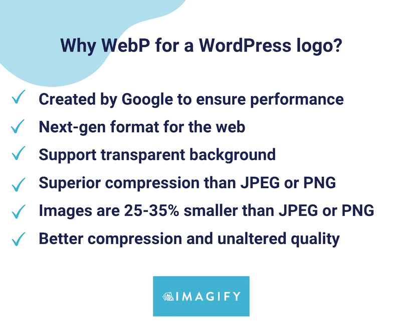 Alasan mengapa memilih WebP untuk logo WordPress - Sumber: Imagify