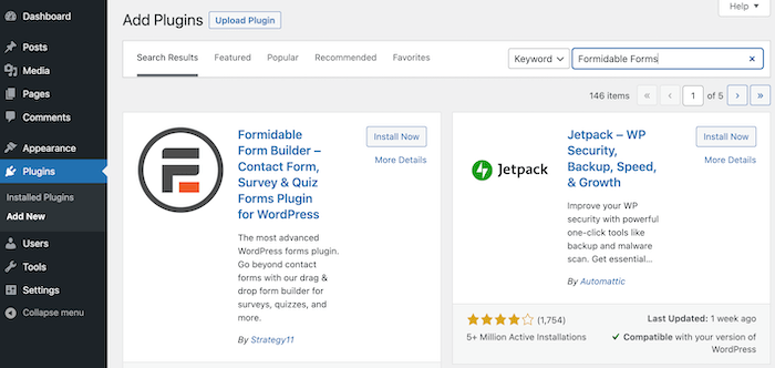 Installa il plugin gratuito Formidable Forms in WordPress