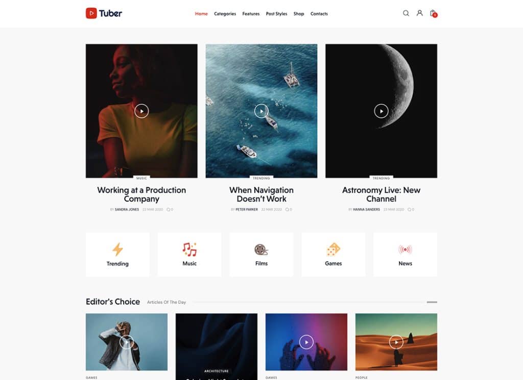 Tuber - 비디오 블로그 및 팟캐스트 WordPress 테마