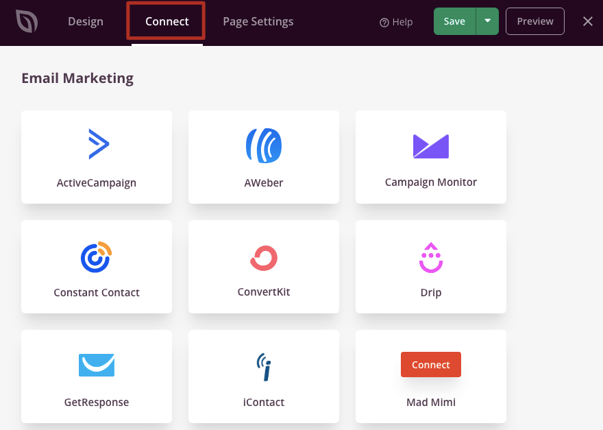 Integrari de marketing prin e-mail în SeedProd