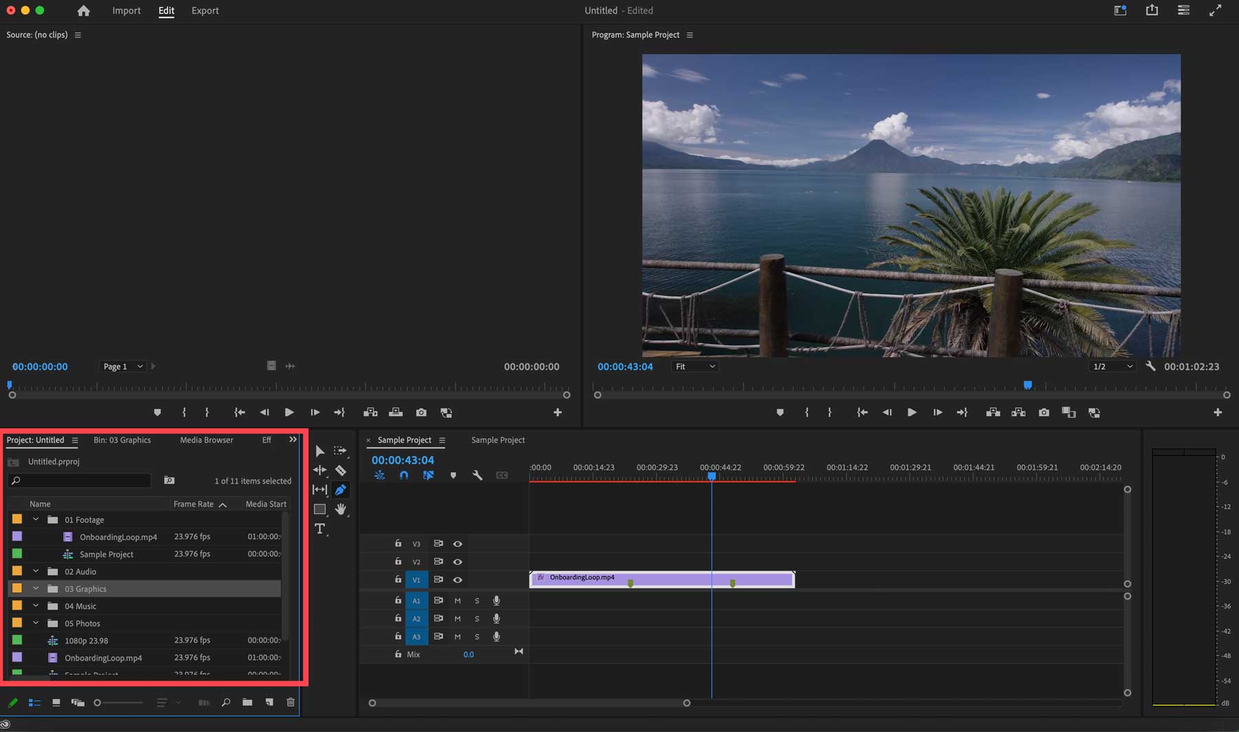 Adobe Premiere Pro 프로젝트 창