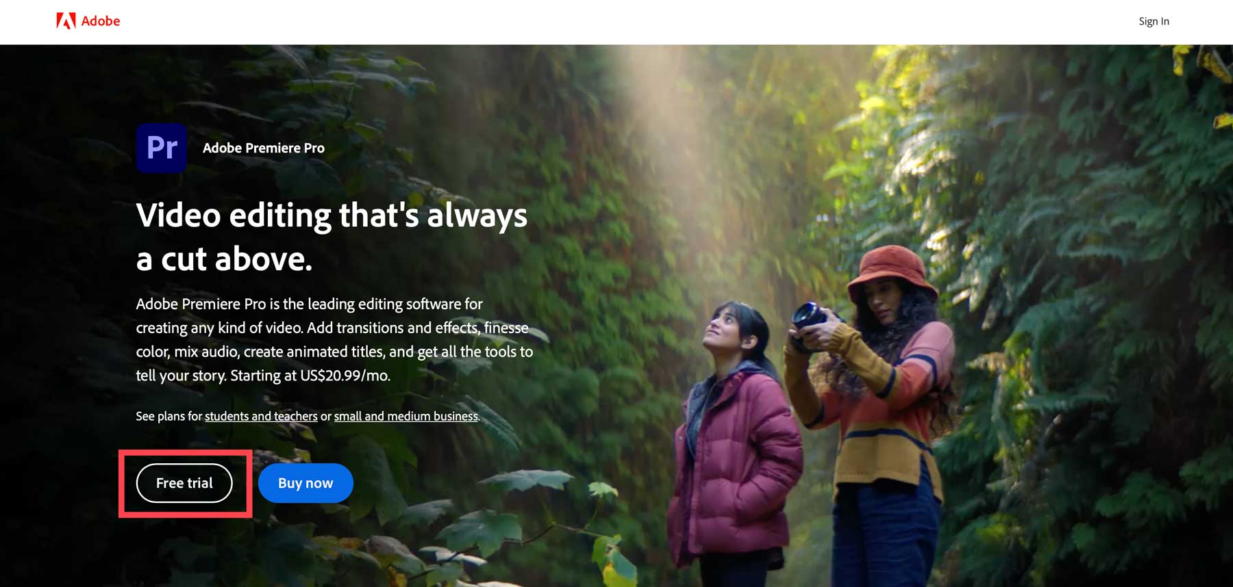 Adobe Premiere Pro 무료 평가판