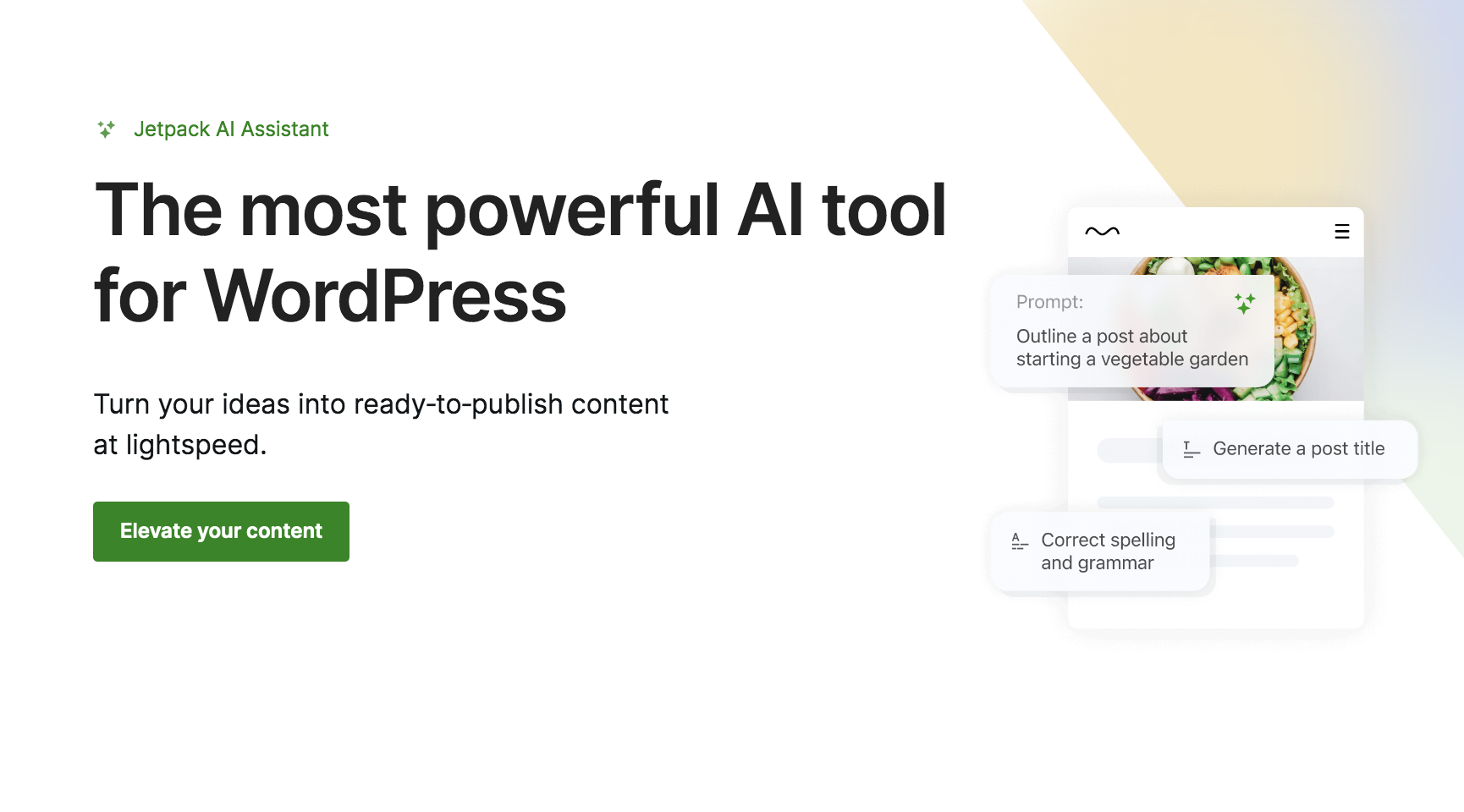 Pagina principală Jetpack AI Assistant