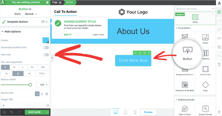 Adăugați butonul în Thrive - IsItWP - Detector gratuit de teme WordPress Add button in Thrive