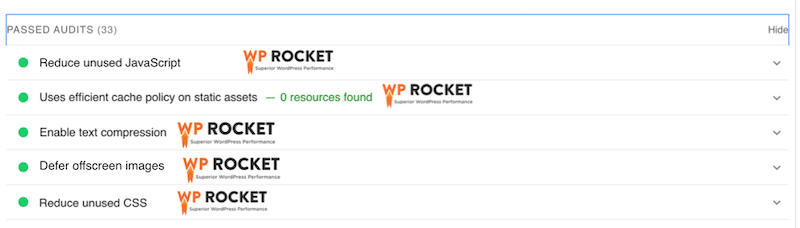 WP Rocket sayesinde düzeltilebilecek PageSpeed Insights uyarılarına örnek - Kaynak: PageSpeed Insights