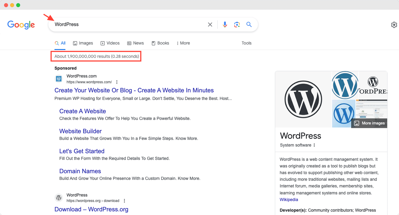 검색 엔진에서 WordPress 용어의 높은 볼륨은 놀라운 WordPress 통계 중 하나입니다. high volume for WordPress term in search engine is one of the surprising wordpress statistics