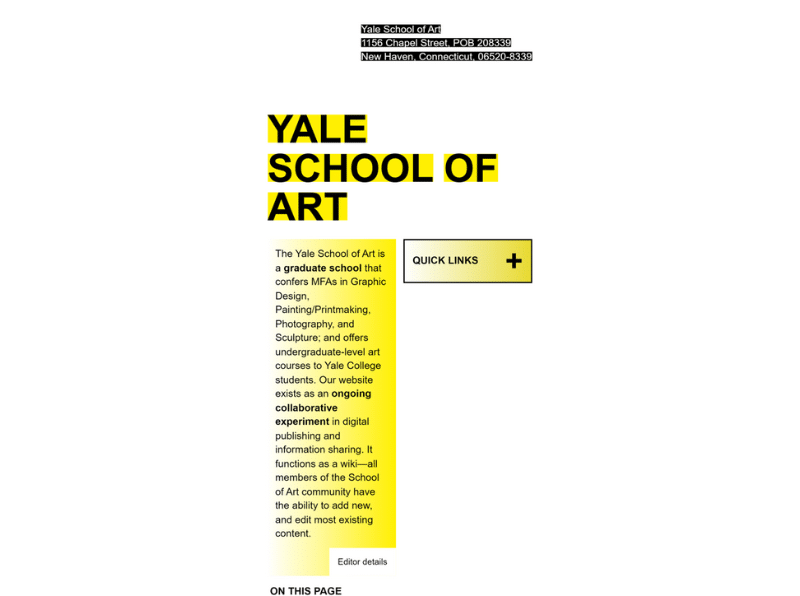 Un exemplu de la Yale School of Art (Sursa)