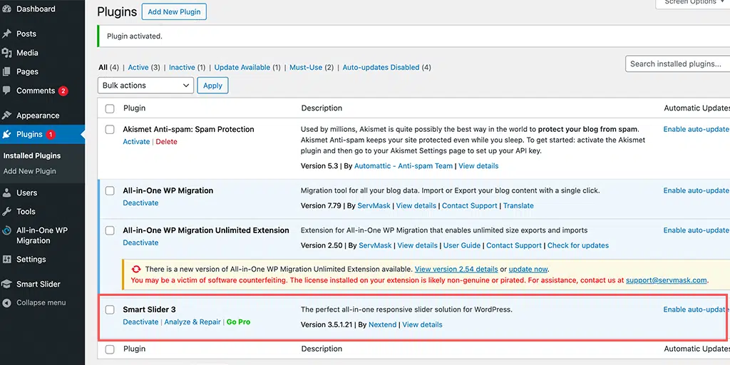 Wie lässt sich die Meldung „Auf Ihrer Website ist ein kritischer Fehler aufgetreten“ beheben? 7 Deactivating Faulty Plugin