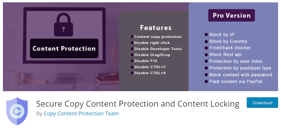 Protection sécurisée du contenu en copie et verrouillage du contenu