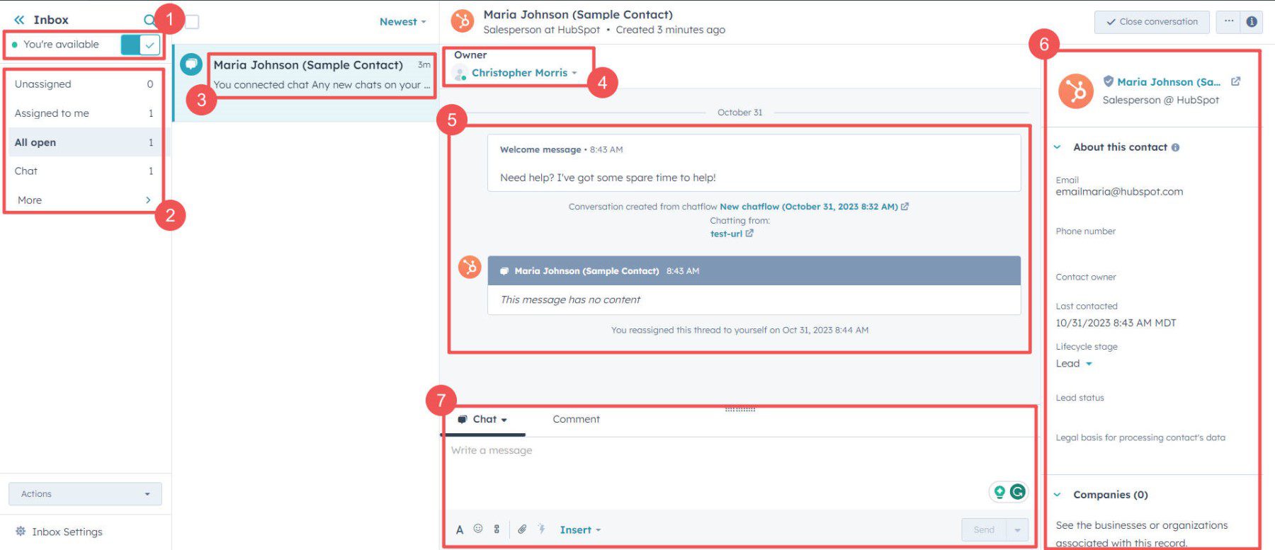 Kotak Masuk Percakapan Hubspot - Elemen Kotak Masuk