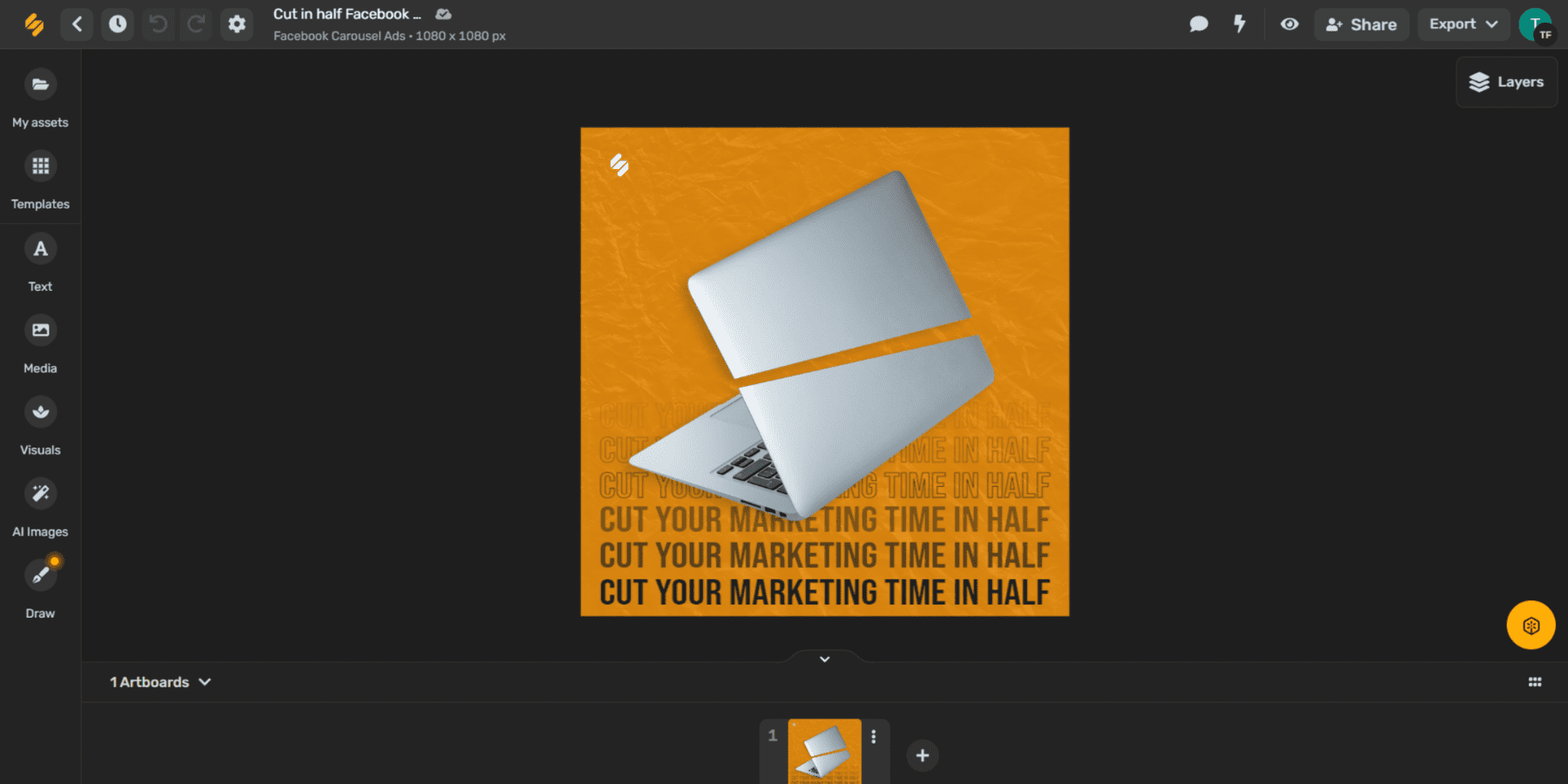 Ein Screenshot des Online Ad Maker von Simplified