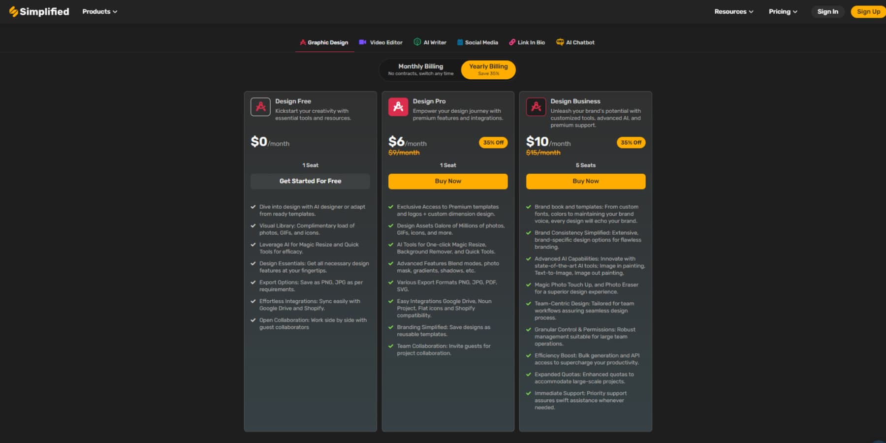 Ein Screenshot der Grafikdesignpläne von Simplified