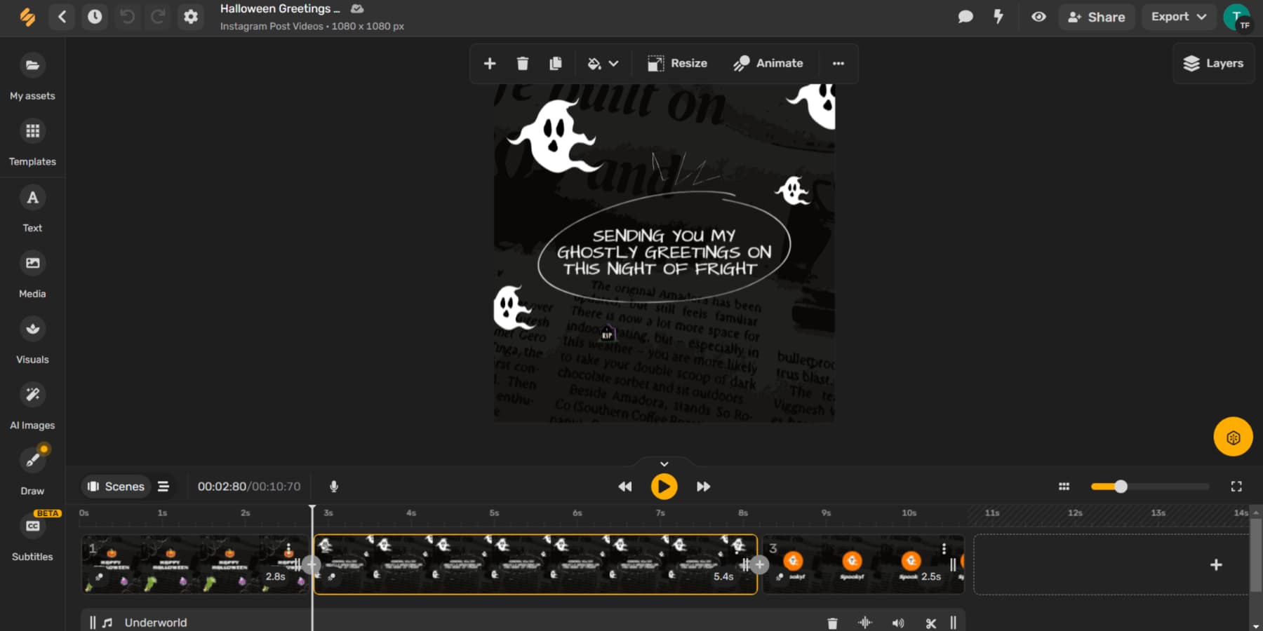 Ein Screenshot des Videoerstellungstools von Simplified