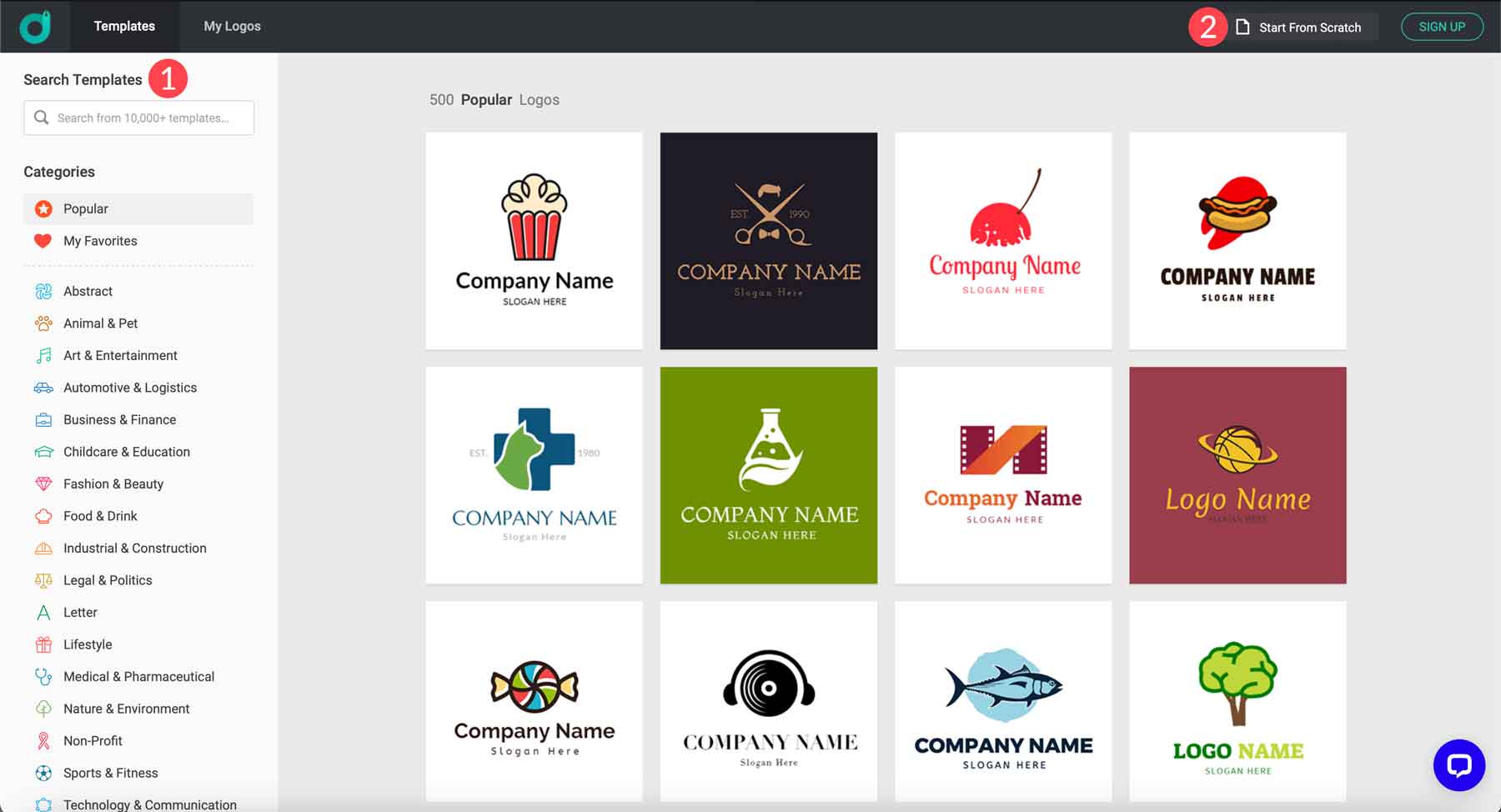Choix de logos DesignEvo