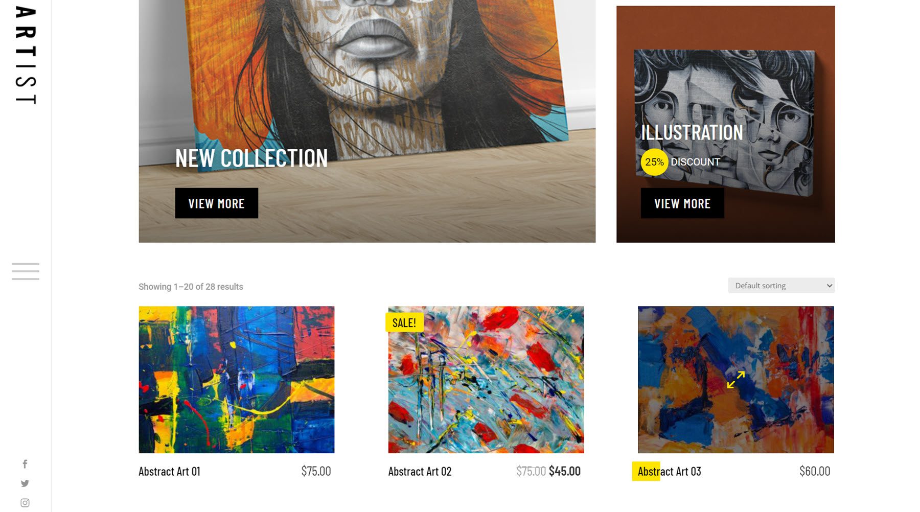 Thème Divi Artiste (commerce électronique)