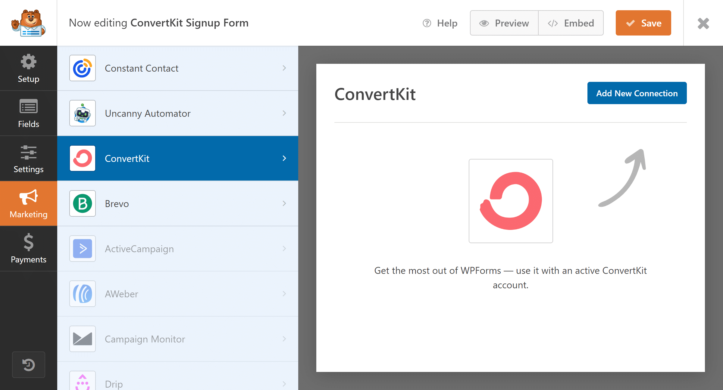 ConvertKit addon for WPForms