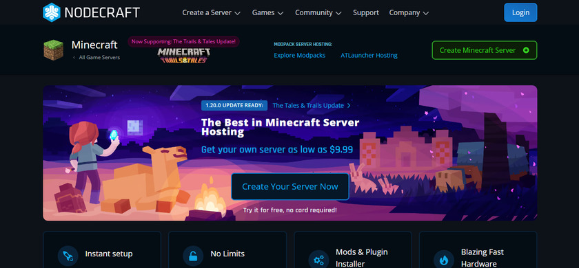 хостинг-сервер Nodecraft-Minecraft