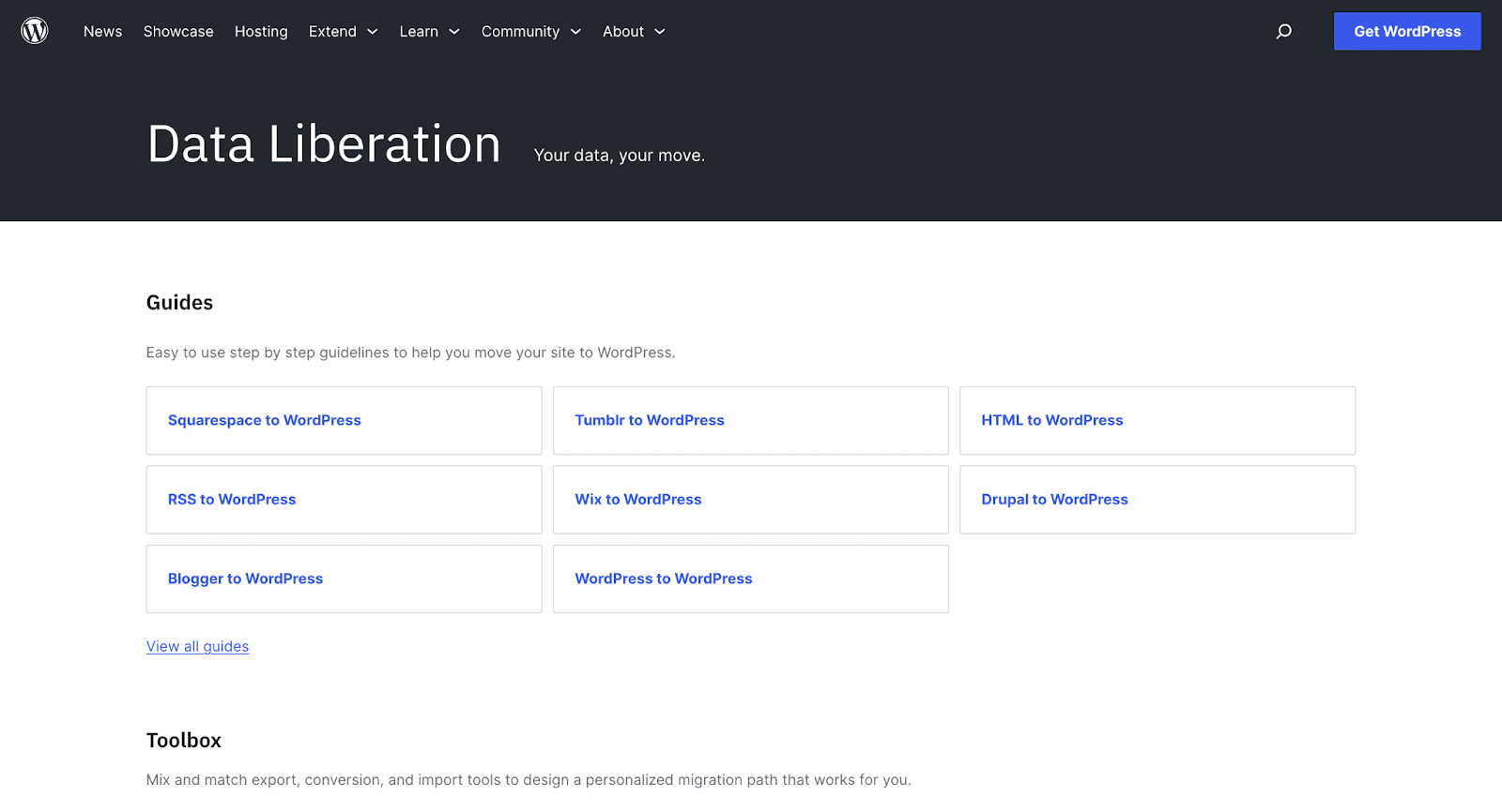 WordPress Veri Özgürlüğü WordPress Data Liberation