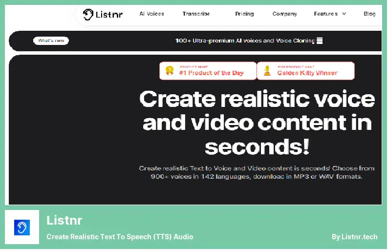 Listnr – Erstellen Sie realistisches Text-to-Speech-Audio (TTS).