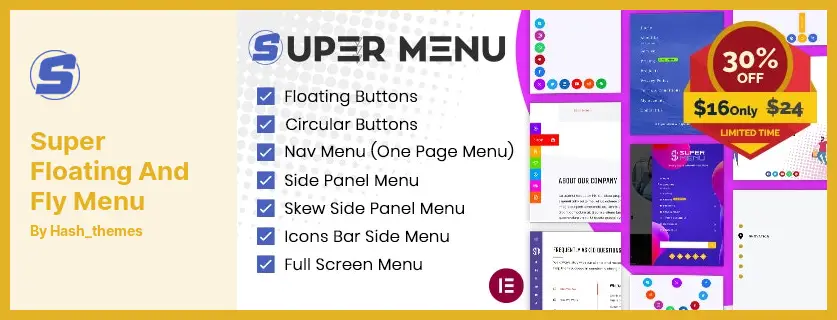 Плагин Super Floating and Fly Menu — липкий, боковой, одностраничный навигатор, плагин меню за пределами холста