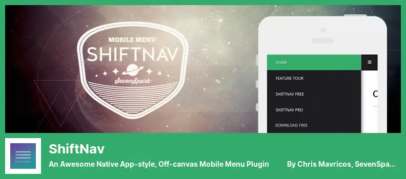 Плагин ShiftNav — потрясающий плагин мобильного меню вне холста в стиле собственного приложения