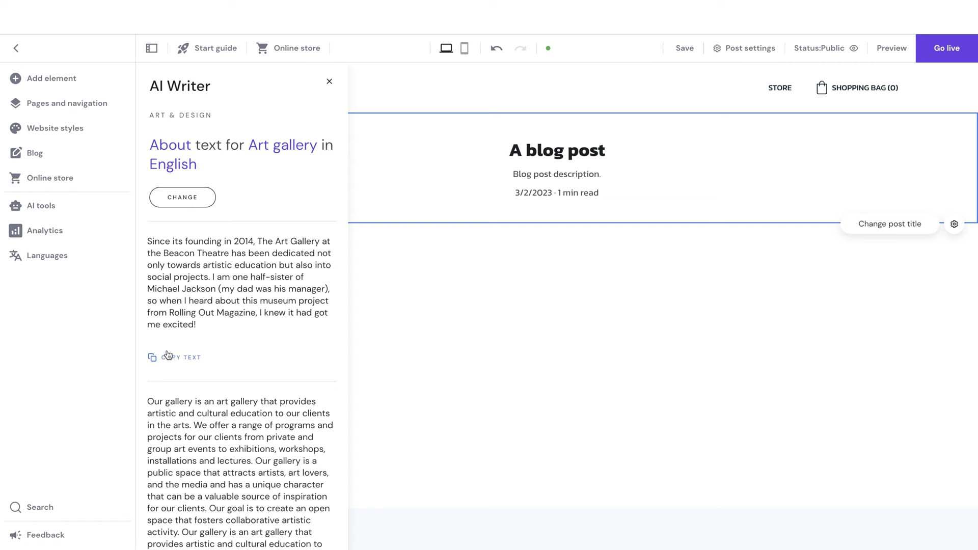 Hostinger AI-Schreibtools