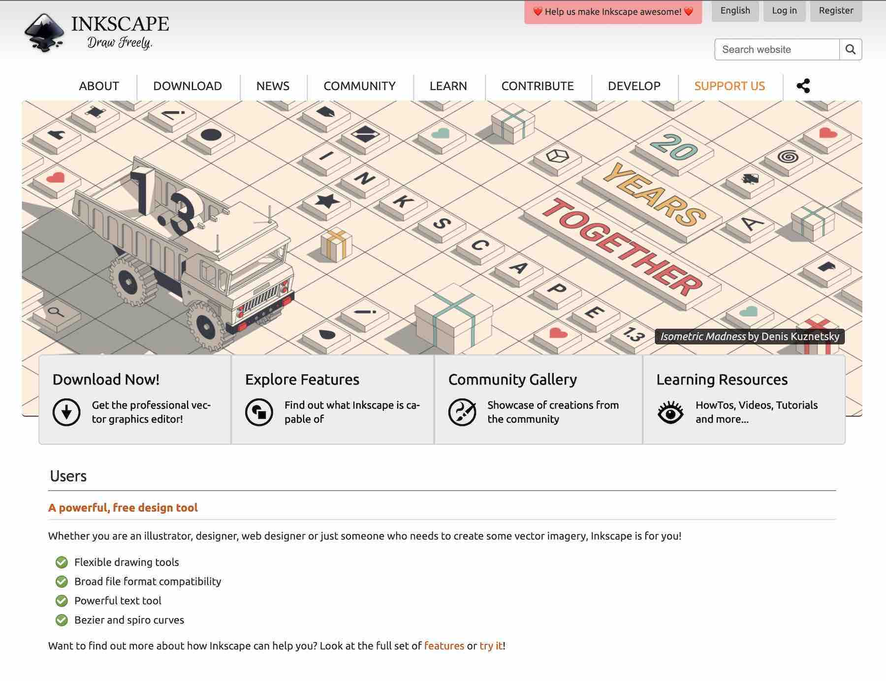 Page d'accueil du site Web d'Inkscape