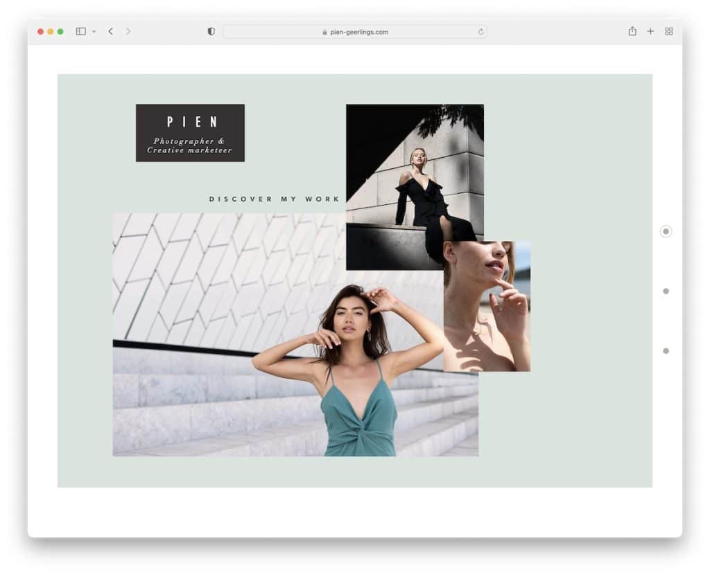 Pien Geerlings einseitige Website