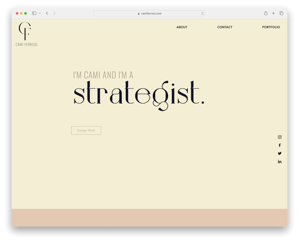 Cami Ferreol Wix Portfolio-Beispiel