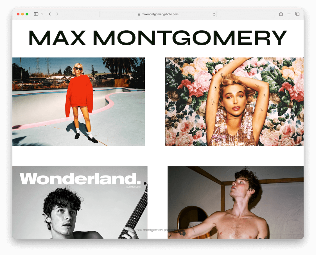 Beispiel für ein Wix-Portfolio von Max Montgomery